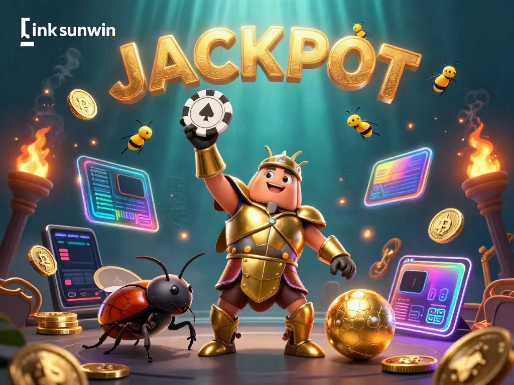 Experience excitement with the link sunwin, showcasing 3D cartoon characters amidst vibrant casino elements.