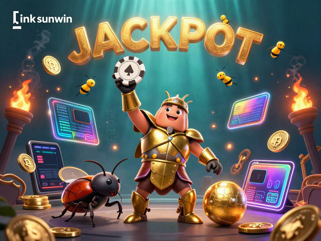 Experience excitement with the link sunwin, showcasing 3D cartoon characters amidst vibrant casino elements.