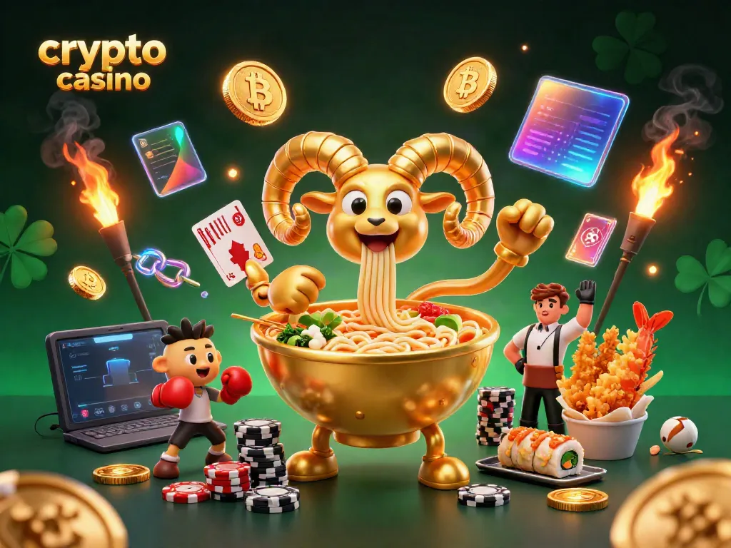 Engage in thrilling crypto casino gaming with vibrant character action and neon elements.