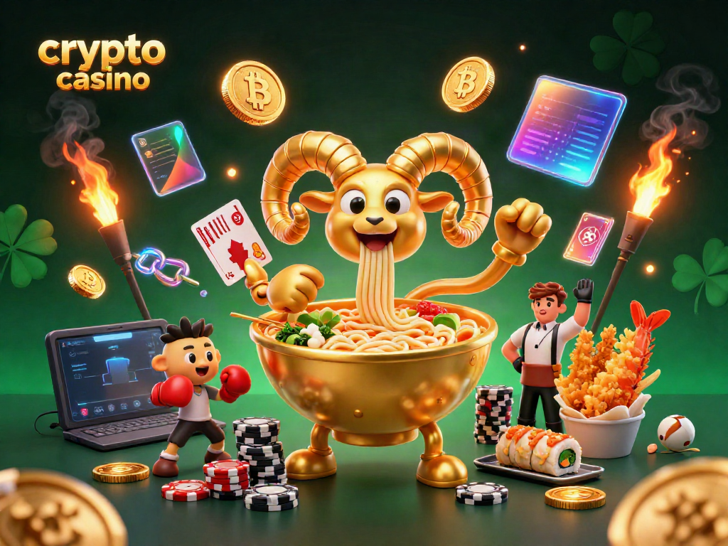 Engage in thrilling crypto casino gaming with vibrant character action and neon elements.