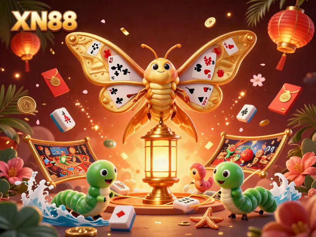Experience exciting gameplay with XN88 in this vibrant, dynamic casino illustration.