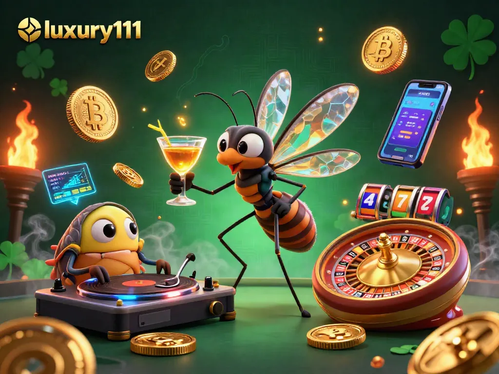 luxury111 showcases the vibrant casino world with digital themes, featuring animated characters and slot game elements.