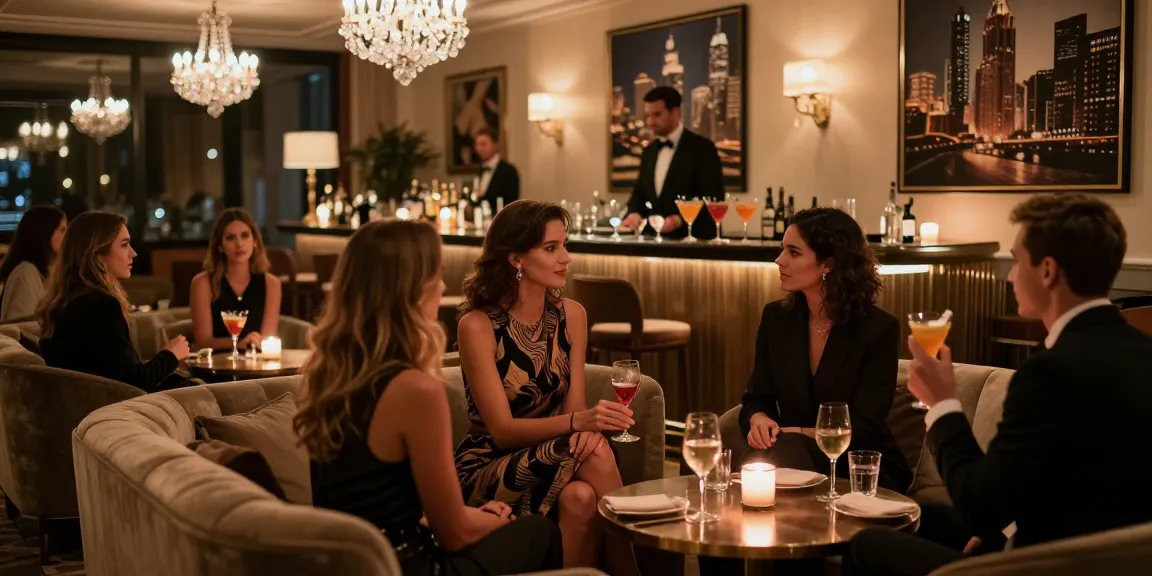Engaging scene with call girls in an upscale lounge, showcasing elegance and sophistication.