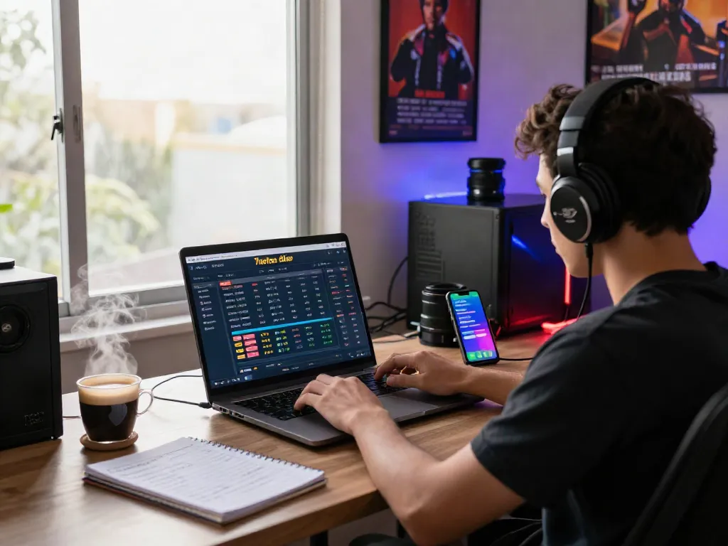 7meter daftar untuk taruhan judi online di kantor modern, dengan notifikasi di smartphone.