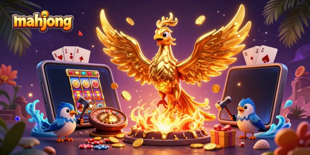 Menangkan mahjong dengan aksi emas dan simbol keberuntungan yang memukau.