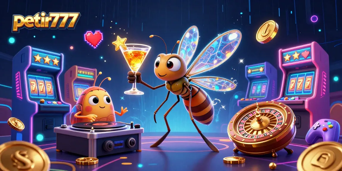 Experience thrilling gameplay on petir777 with a vibrant scene of casino elements and characters.