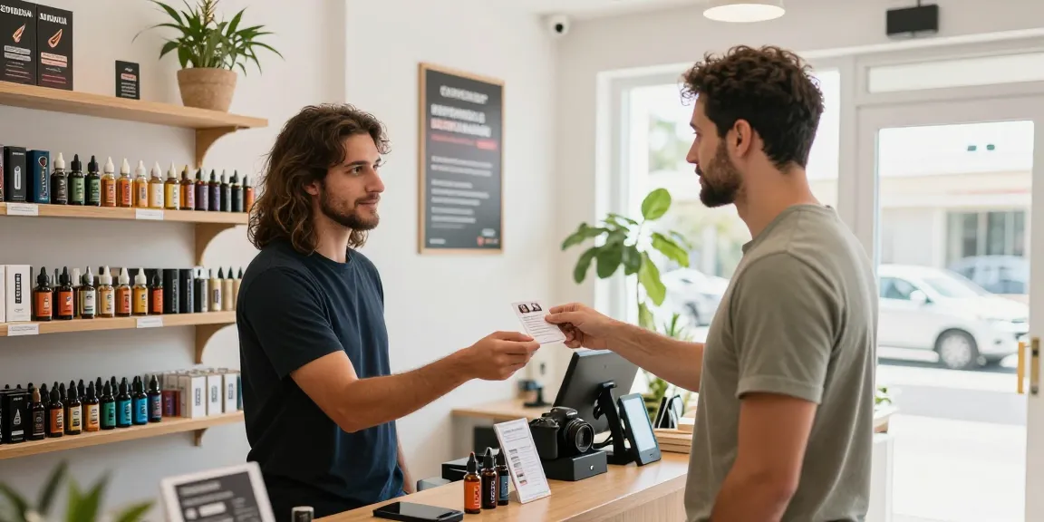 The legal age to vape in Cyprus verified with photo ID in a modern vape shop, highlighting responsible vaping culture and safety measures.