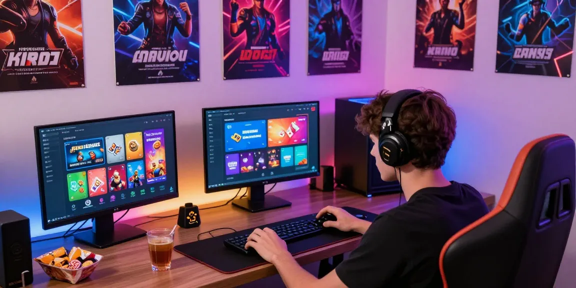 Player engaging with Yono Games app in a colorful gaming room.