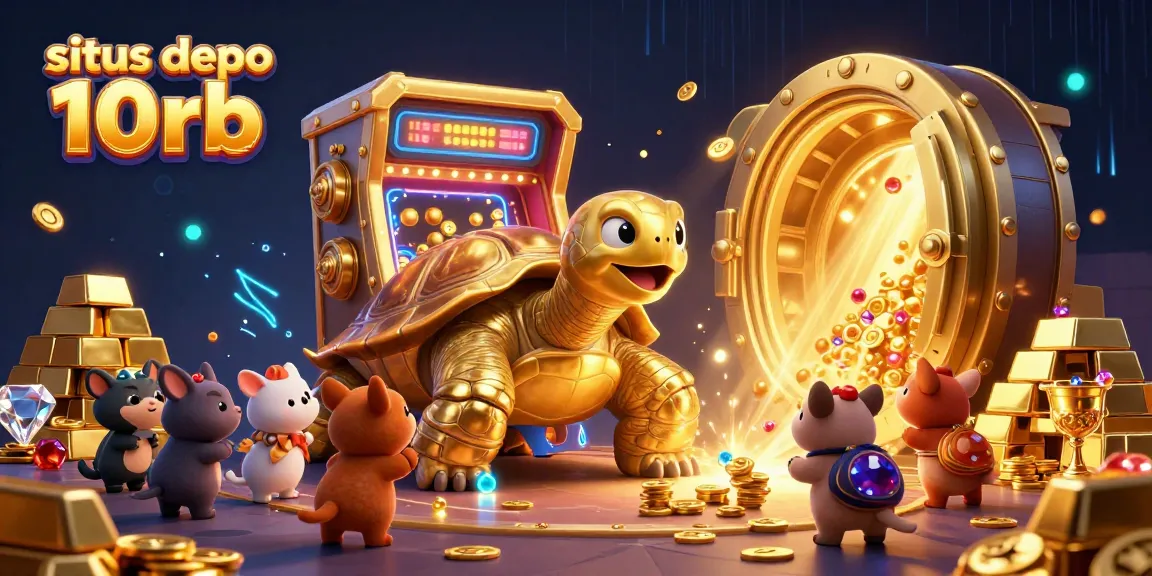 Experience the thrill of situs depo 10rb with a vibrant 3D casino illustration showcasing exciting slot gameplay.