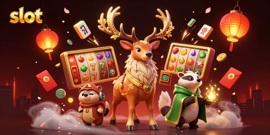 Menangkan slot dengan simbol buah berputar dan elemen ajaib dalam ilustrasi kasino.
