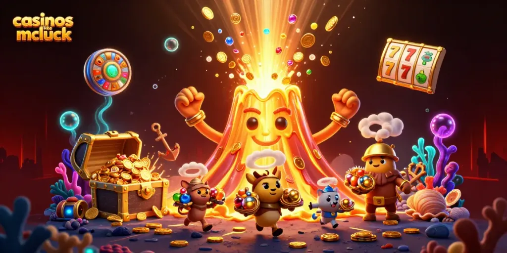 Experience the thrill at casinos like McLuck with a vibrant eruption of treasures and slot adventures.