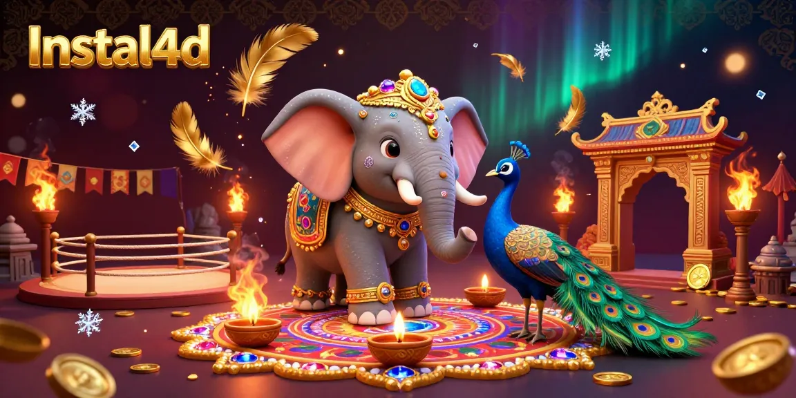 Experience thrilling gameplay with Instal4d's vibrant, festive 3D casino scene filled with delightful elements.