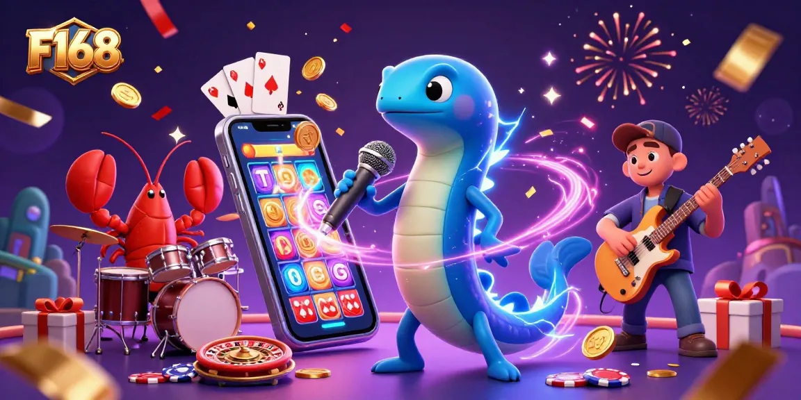 Experience exhilarating gaming with F168's vibrant underwater casino scene filled with colorful slot games and lively characters.