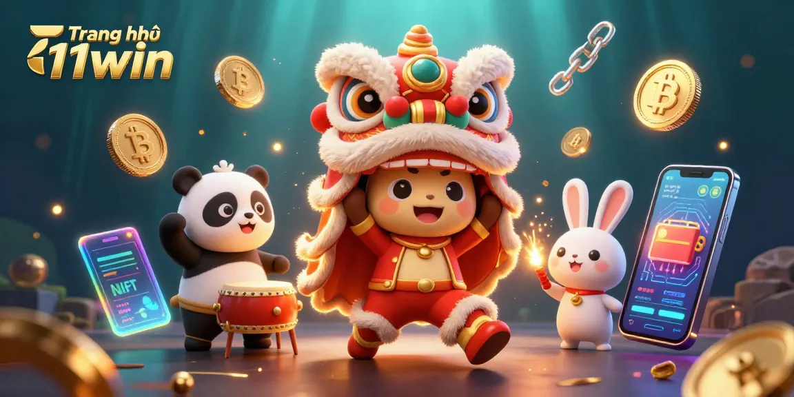 Engage with the vibrant Trang chủ 11win scene showcasing a thrilling lion dance within a crypto casino setting.