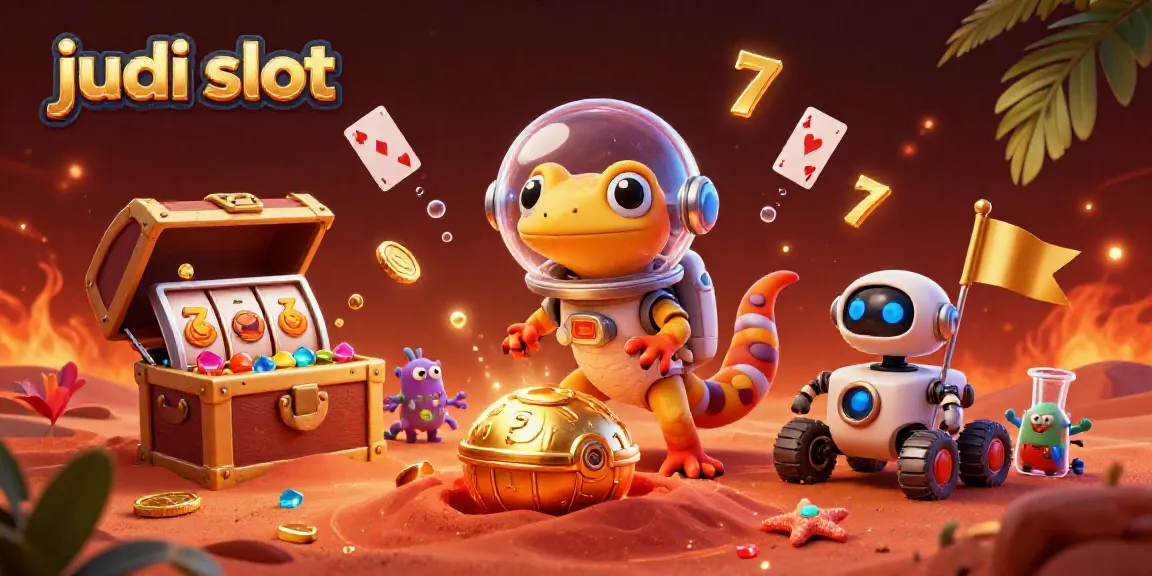 Experience exhilarating judi slot action with a Martian gecko and golden casino on Mars.