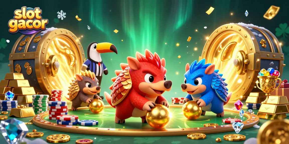 Rival pangolins di kasino memperebutkan jackpot slot gacor dengan koin emas dan permainan seru.