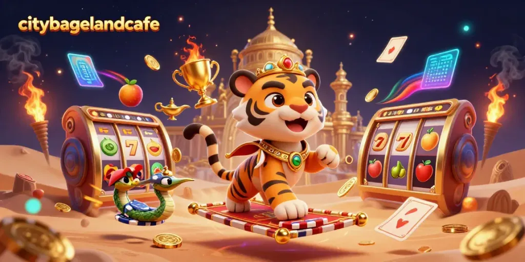 Menangkan jackpot di citybagelandcafe dengan sultan kartun dan simbol slot menggiurkan.