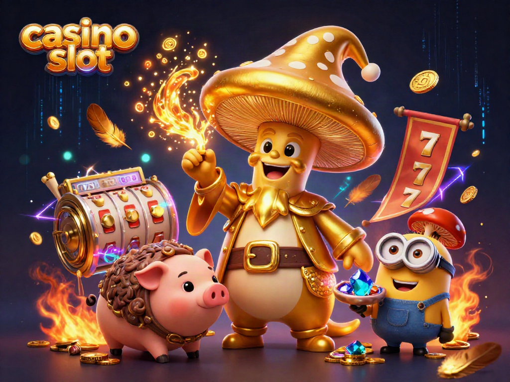 Experience the thrill of a casino slot with magical elements in a vibrant illustration.