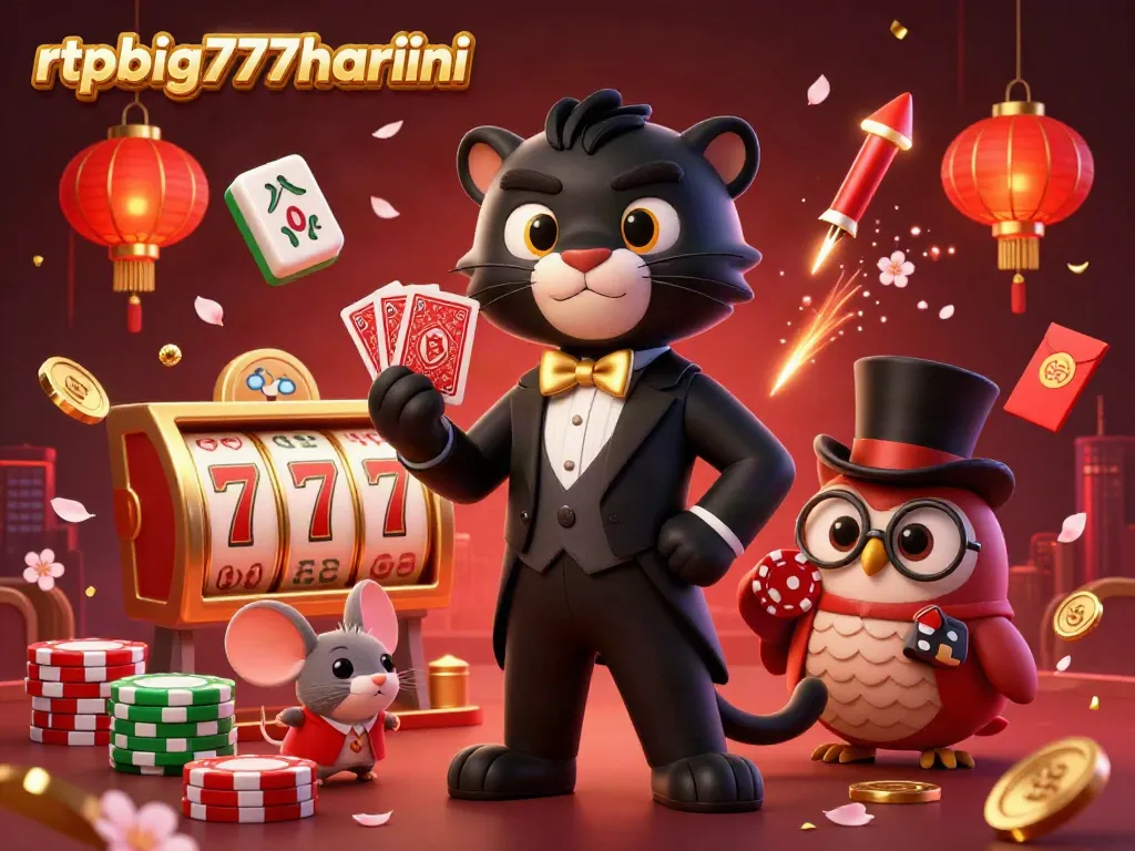 Join the excitement with rtpbig777hariini's dynamic casino scene featuring winning characters and vibrant game elements.