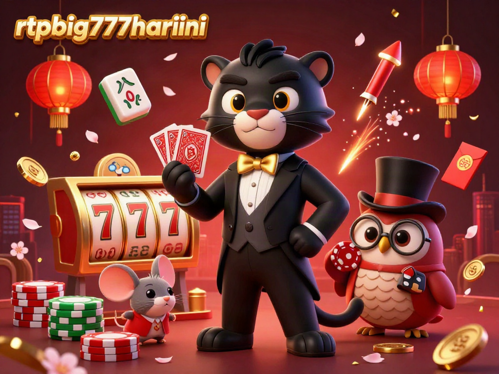 Join the excitement with rtpbig777hariini's dynamic casino scene featuring winning characters and vibrant game elements.