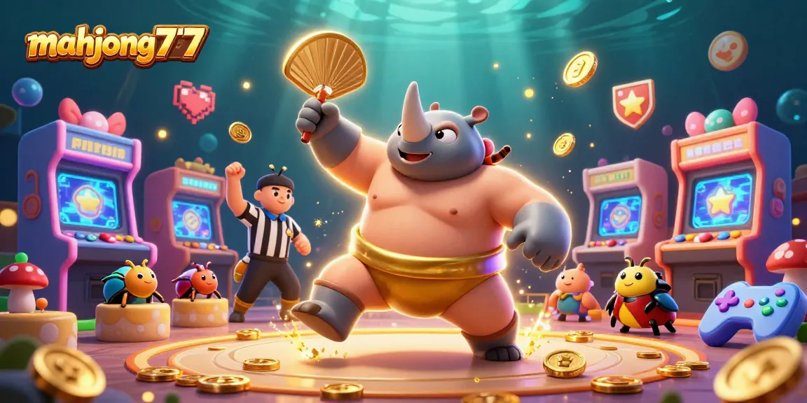 Experience the excitement of mahjong777, where a sumo champion beetle sends golden coins flying!