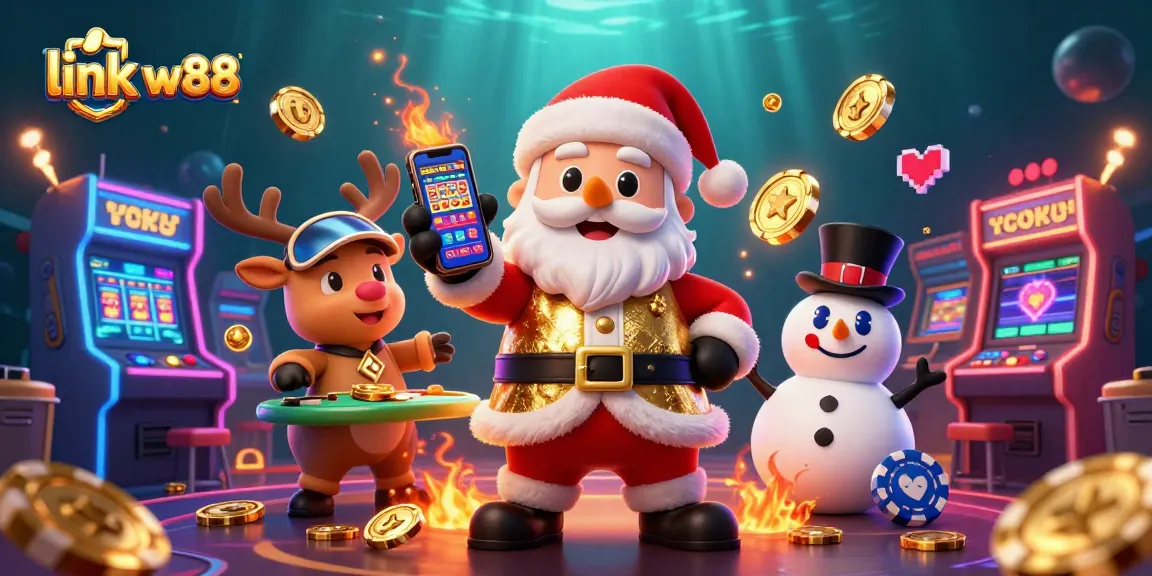 Khám phá link w88 với hình ảnh Santa Claus và những trò chơi hấp dẫn chờ đón bạn.