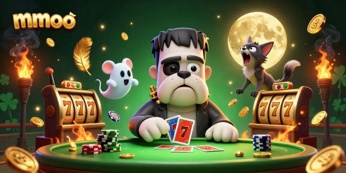 Watch the mmoo action with a Frankenstein bulldog, ghost mouse, and werewolf kitten at a thrilling casino scene.