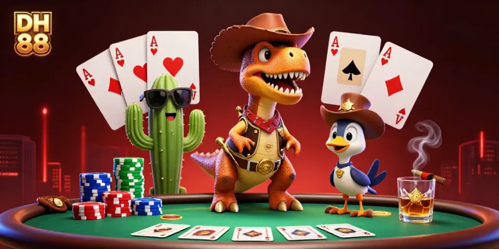 Engage with the vibrant DH 88 casino scene featuring characters in a poker showdown.