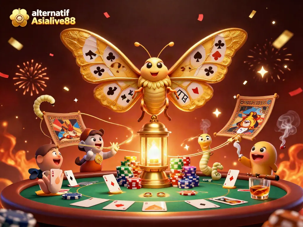 Engage with captivating scenes of link alternatif Asialive88 featuring an atlas moth and poker elements for online gaming.