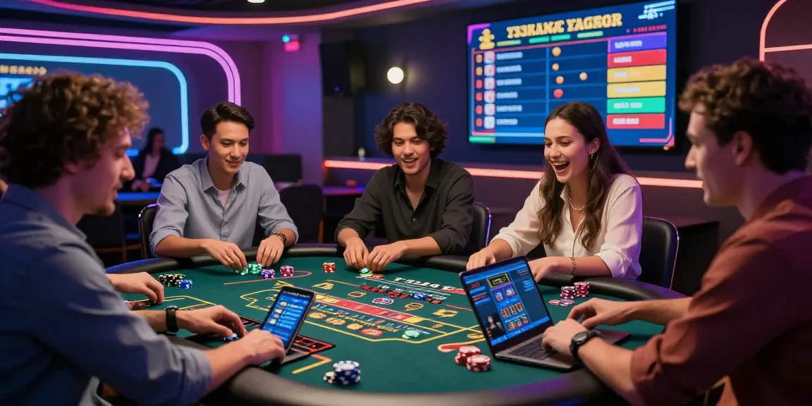Engaged players at 123b com online casino, vibrant gambling scene.