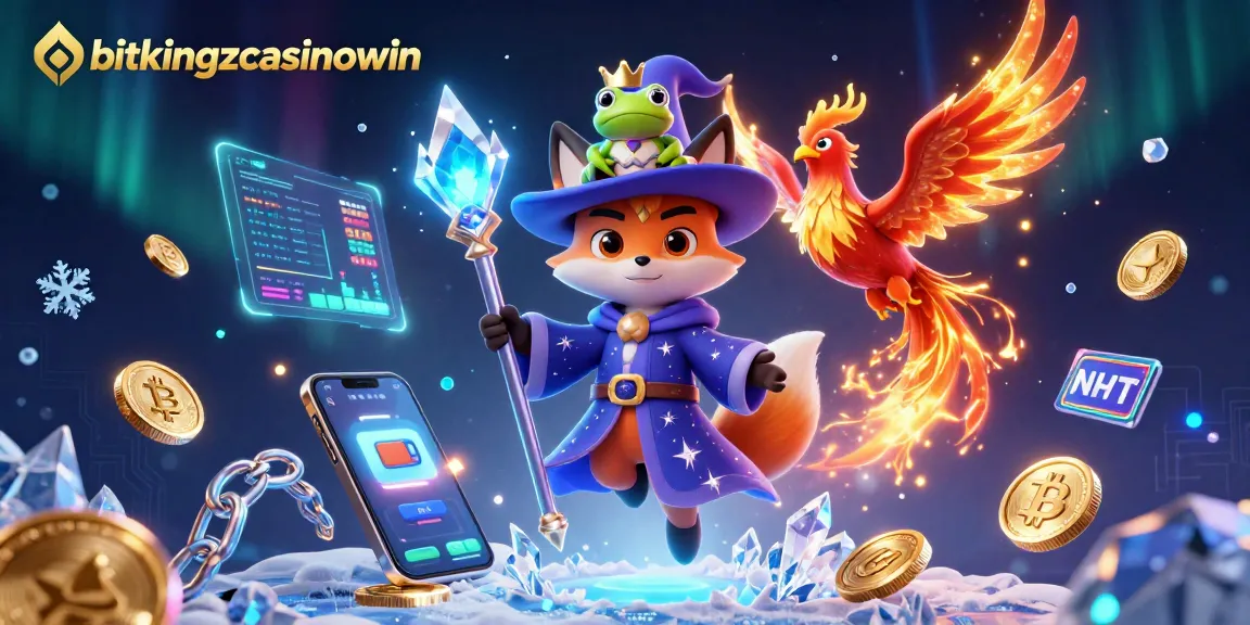 Spiele mit bitkingzcasinowin aufregende Spielautomaten in einem magischen Casino-Design.