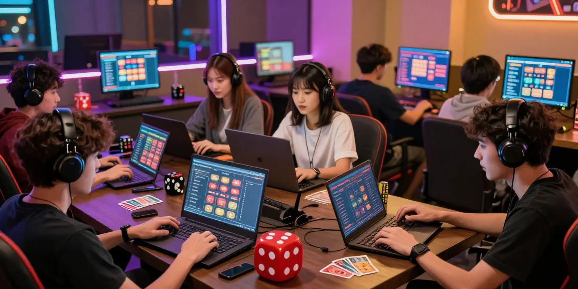 Excited players engaging in online gaming at ngamenjitu's vibrant lounge atmosphere.