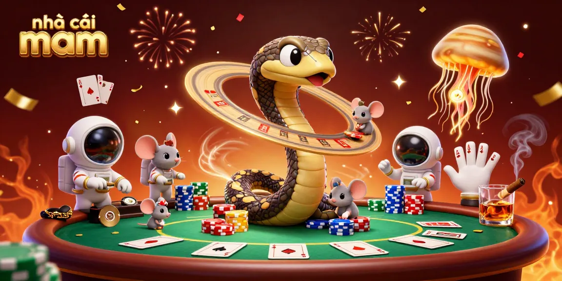 Place bets with nhà cái vmax in this dynamic casino illustration featuring a cosmic dealer.