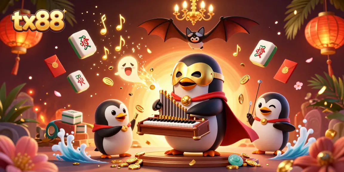 Experience excitement at tx88 with a phantom penguin playing for a jackpot in a vibrant casino.