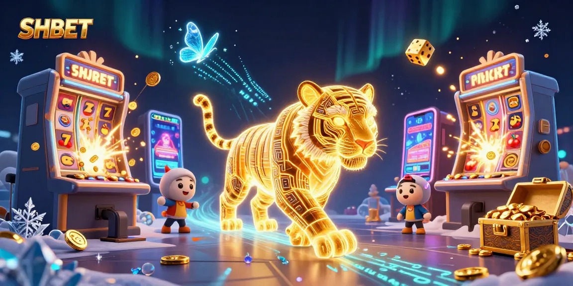 Experience thrilling gameplay with SHBET, featuring vibrant casino elements and a golden tiger illustration.