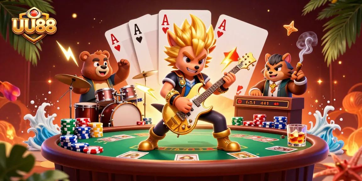 Engage in electrifying games with UU88 featuring vibrant 3D characters and poker elements.