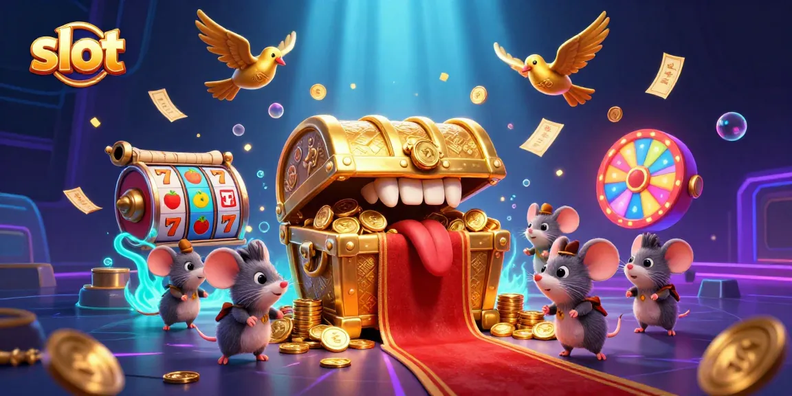 Engage with the vibrant slot experience featuring lucky symbols in this dynamic casino illustration.