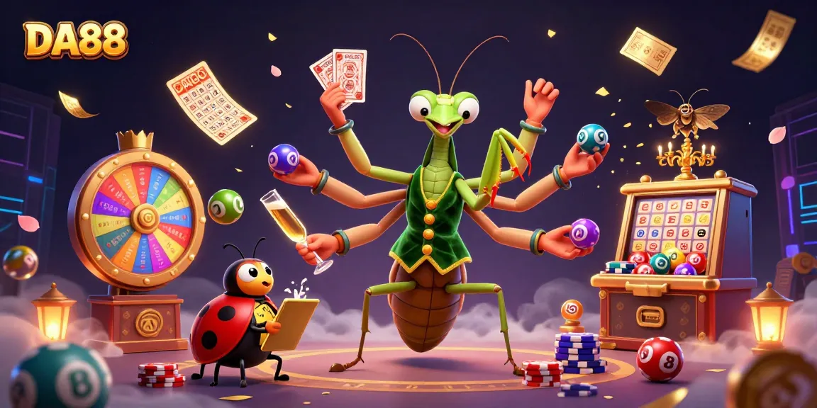 Engage with DA88's exciting world of gambling featuring vibrant characters and dynamic casino elements.