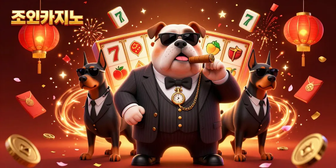Experience thrilling gameplay at 조이카지노 with a vibrant scene of a mafia boss cartoon surrounded by exciting casino elements.