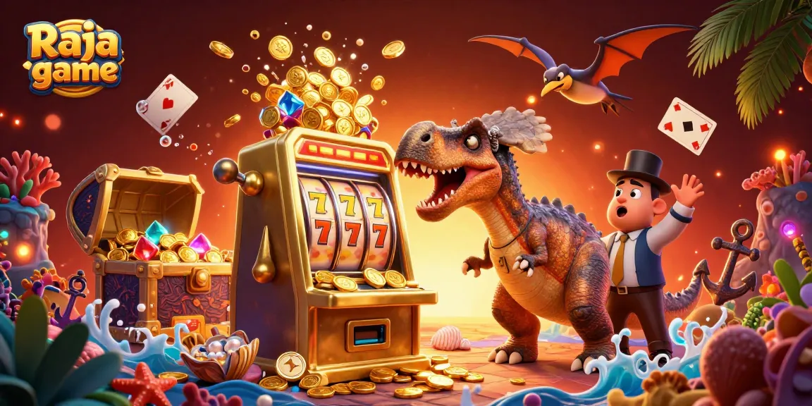 Engaging illustration of Raja game with dinosaur characters and jackpot elements enhancing casino excitement.