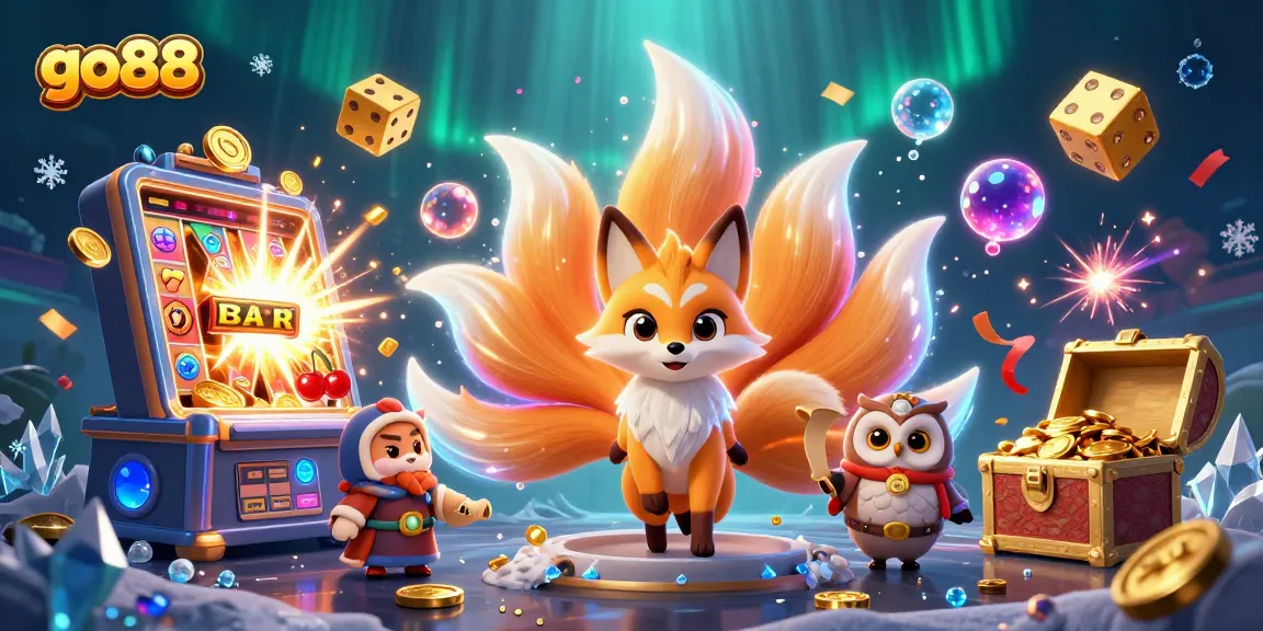 Experience go88's vibrant gaming world with a fantastical scene of a nine-tailed fox and wise owl.