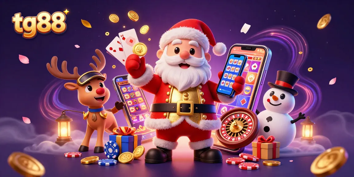 Experience the excitement of tg88 with Santa and friends celebrating casino wins.