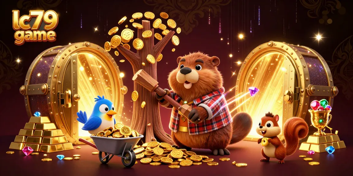 Trải nghiệm lc79 game thú vị với chú sóc và chú chim thu thập vàng và bảo vật.