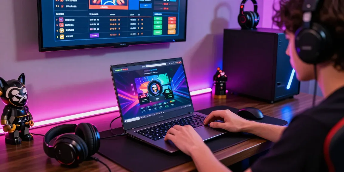 Grandbetting online gaming setup showcasing a player immersed in betting, with vivid graphics and gaming accessories.