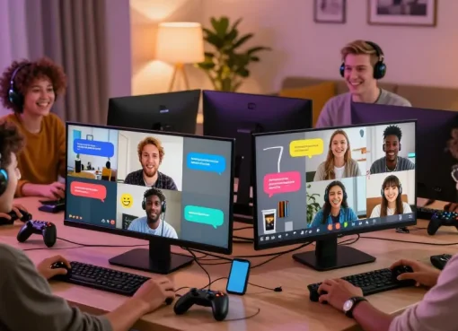 Engaging online social chat platform with شات فله features, showcasing diverse users interacting in a friendly virtual environment.
