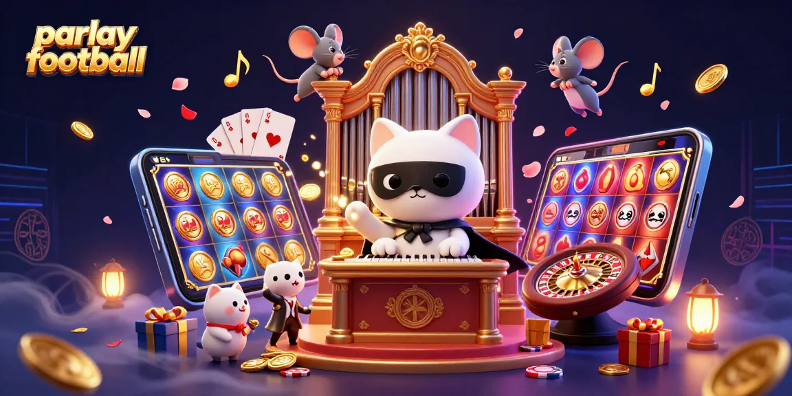 Engage in parlay football betting with a vibrant casino scene illustration full of action!