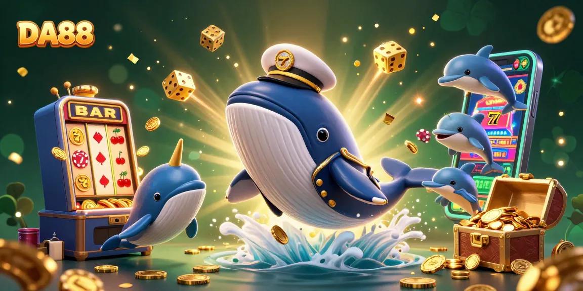 Experience DA88 excitement with a vibrant 3D cartoon casino scene full of playful characters and dynamic elements.