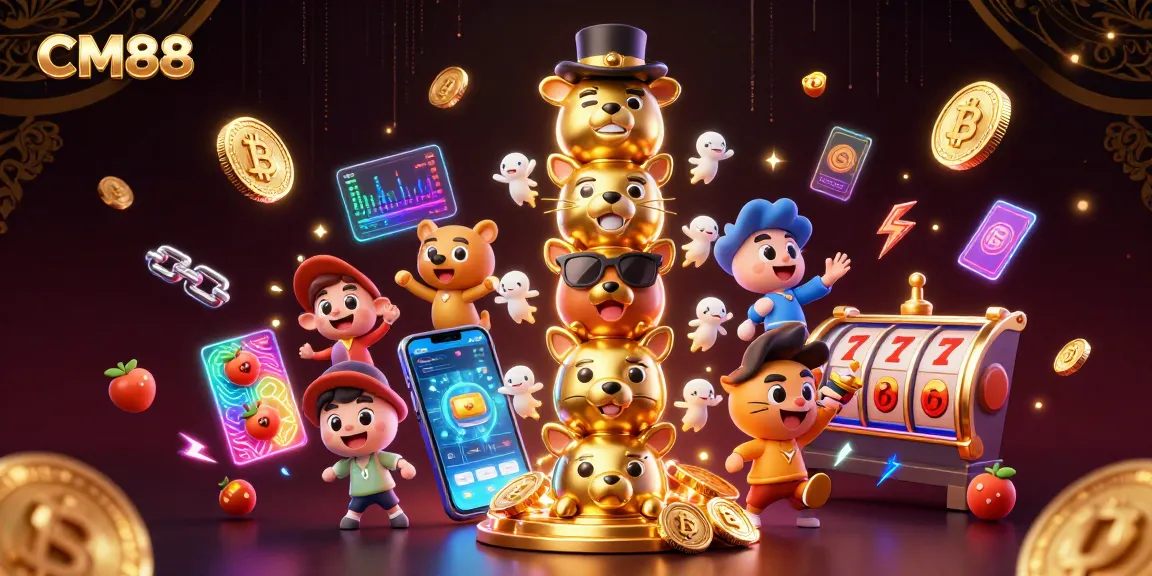 Engage with CM88's immersive 3D illustration featuring a golden totem pole and vibrant casino elements.